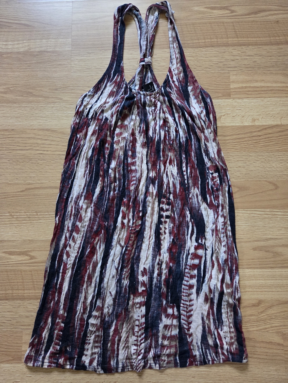 H&M Striped Sleeveless Dress in Burgundy, Black & Cream